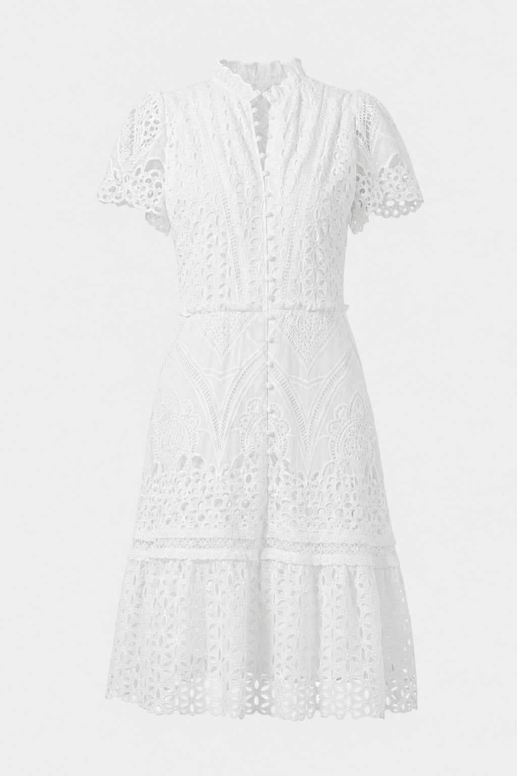 Effortless Crochet Lace Puff Sleeve Mini Dress - 1