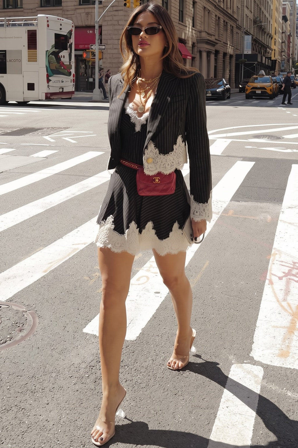 Chic Slip Mini Dress with Lace Trim - 5