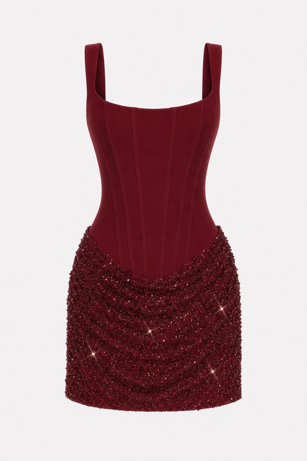 Sequin Mesh Lace-Up Back Mini Dress - 1