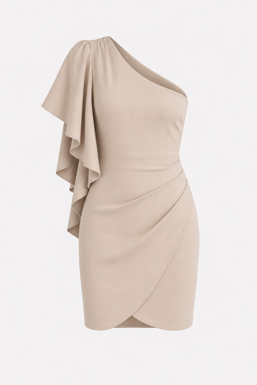 Ruffle Sleeve One-Shoulder Ruched Mini Dress - 1