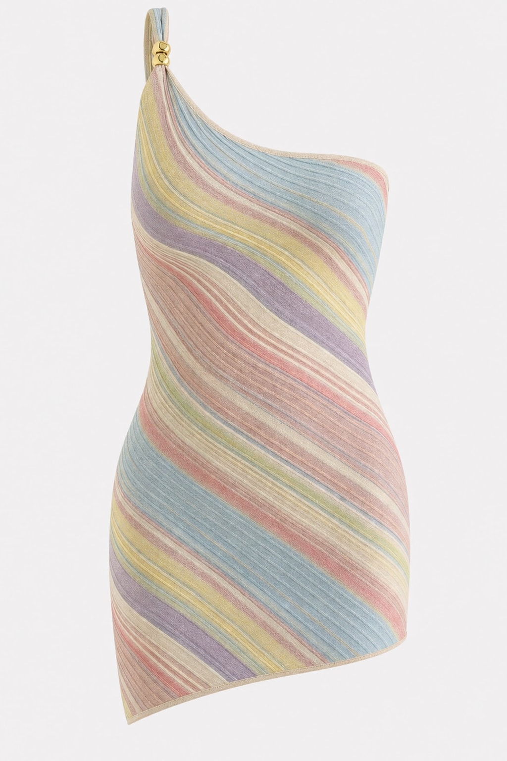 Chic Striped One-Shoulder Mini Dress - 1