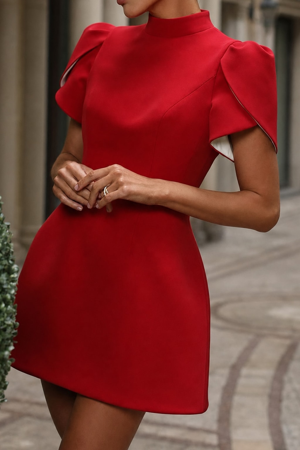 Polyester Mini Dress With Backless Satin Bow Detail - 2