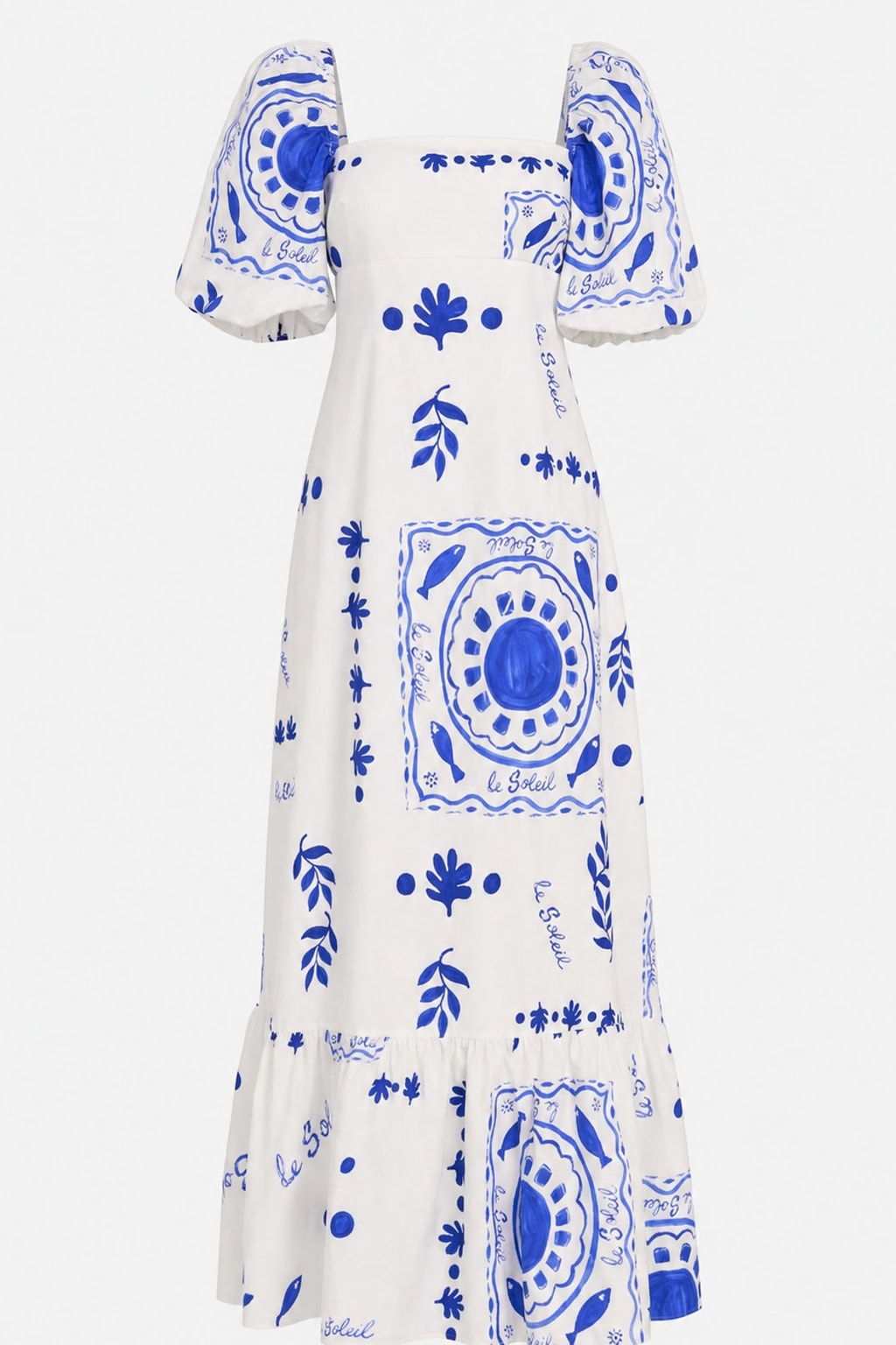 Linen Blend Square Neck Maxi Dress - 1