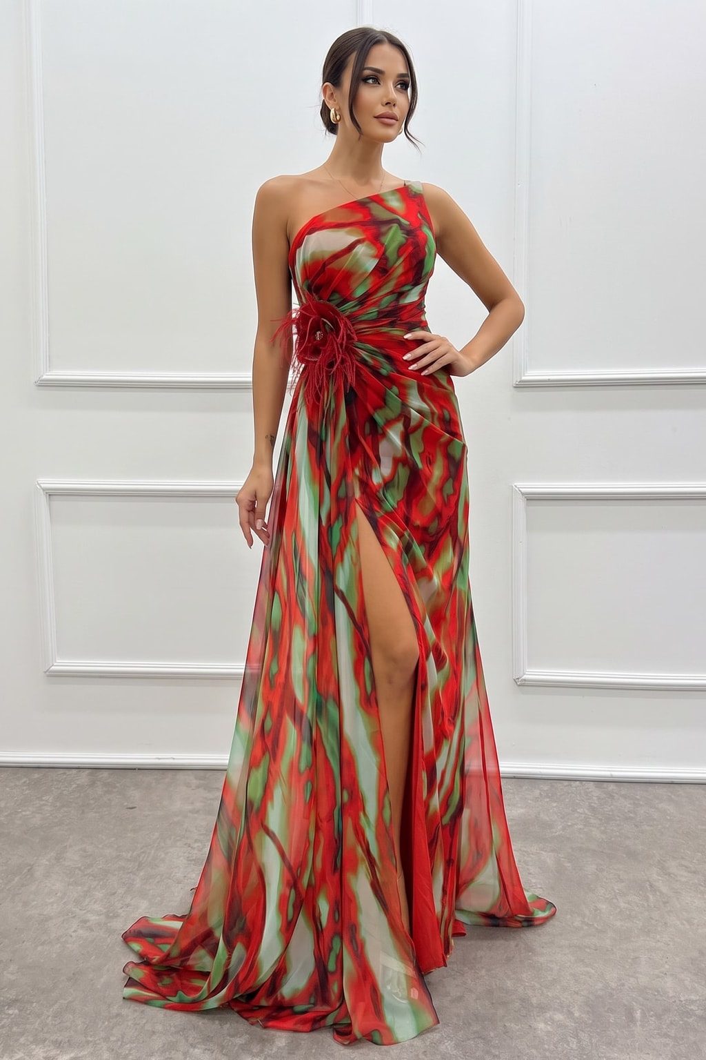 Chiffon Off Shoulder Pleated Maxi Dress - 2