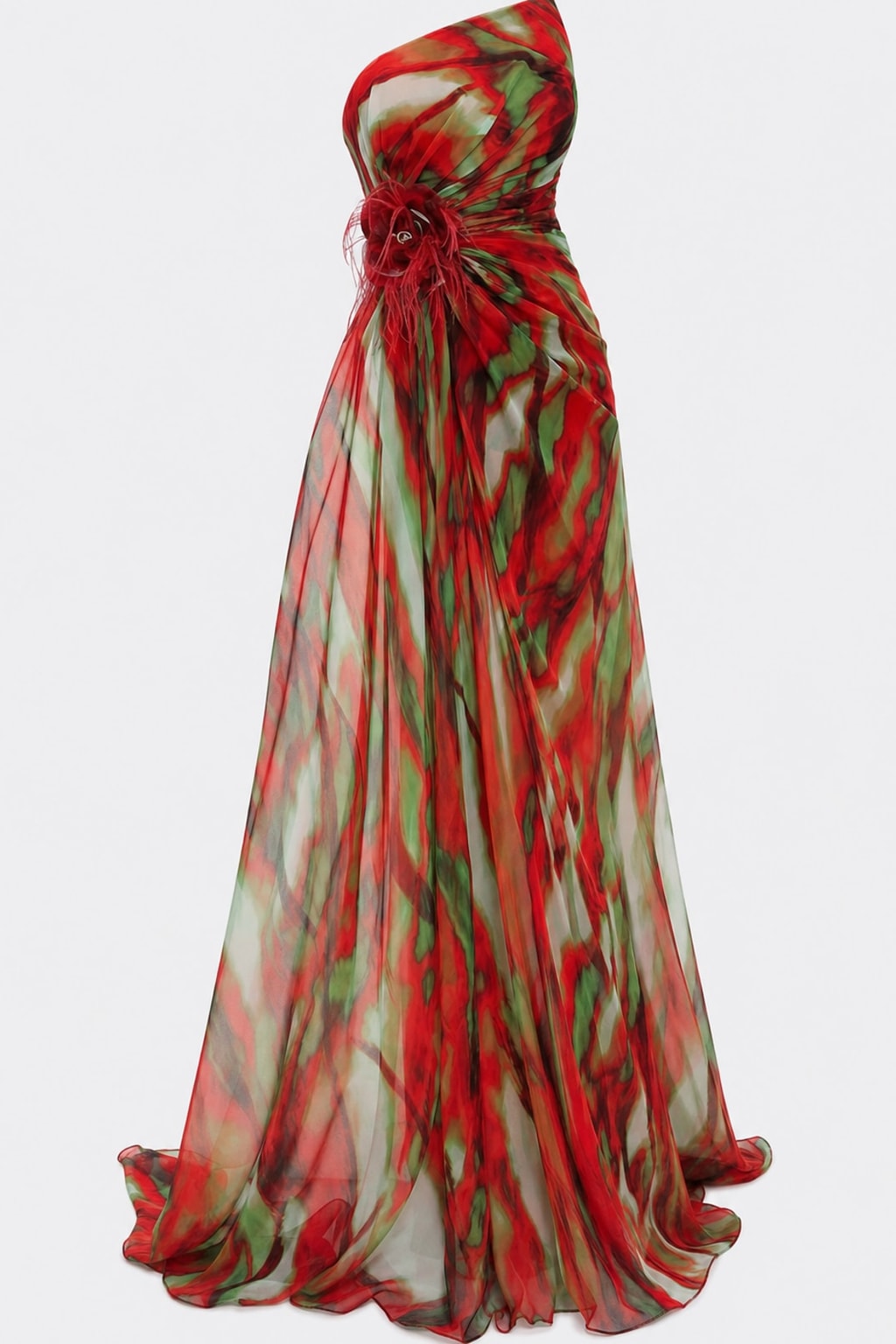 Chiffon Off Shoulder Pleated Maxi Dress - 1