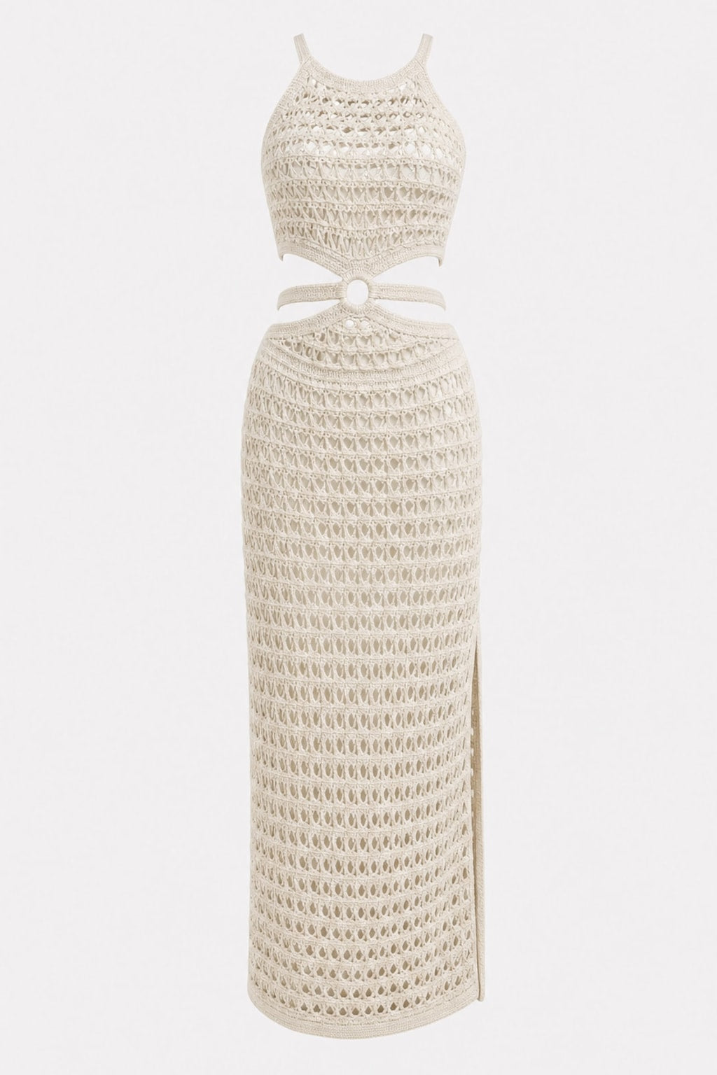 Knit Ring-Cutout Waist Maxi Dress - 1