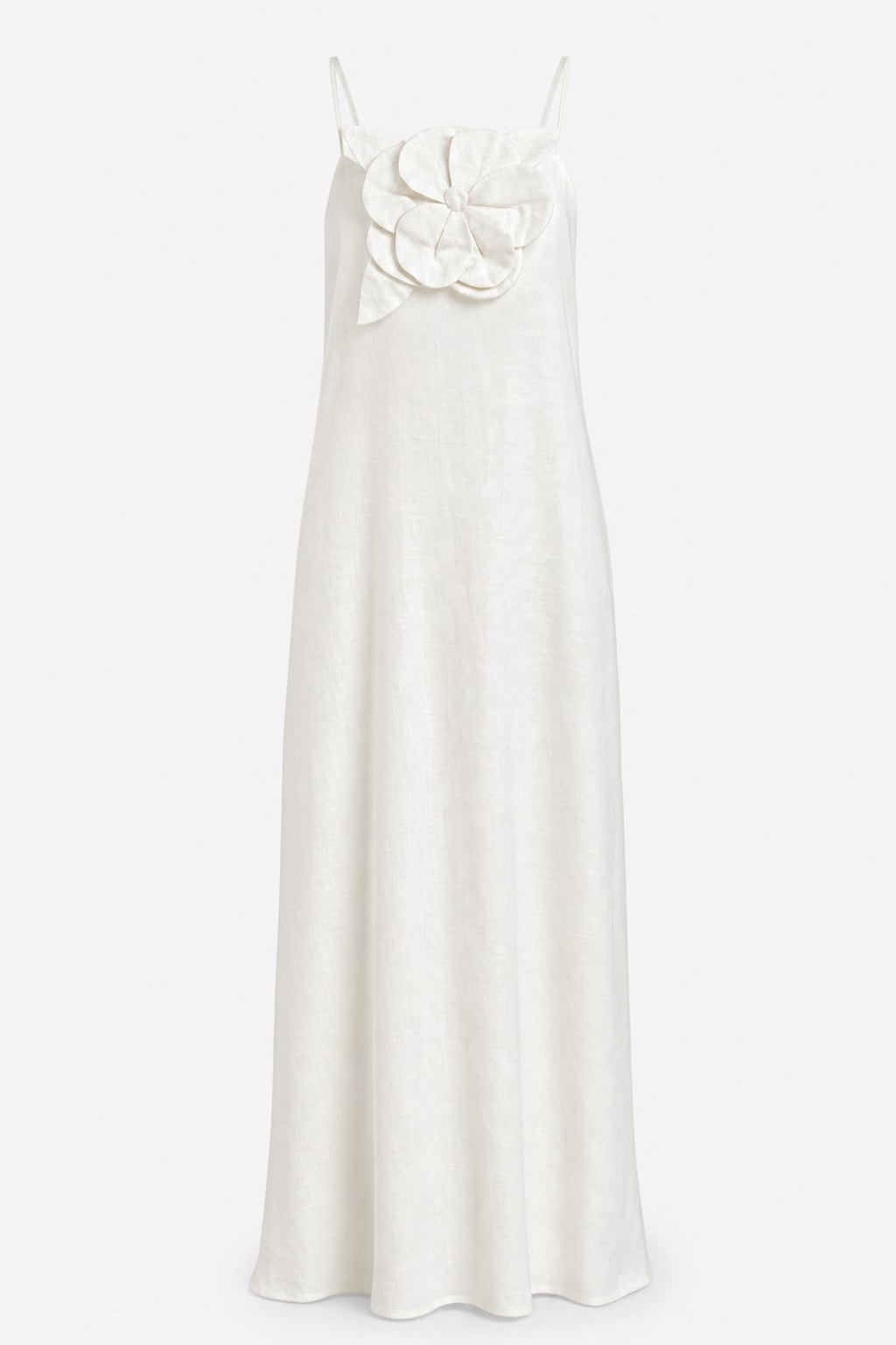 Linen Blend Square Neck Maxi Dress With Side Slit - 1