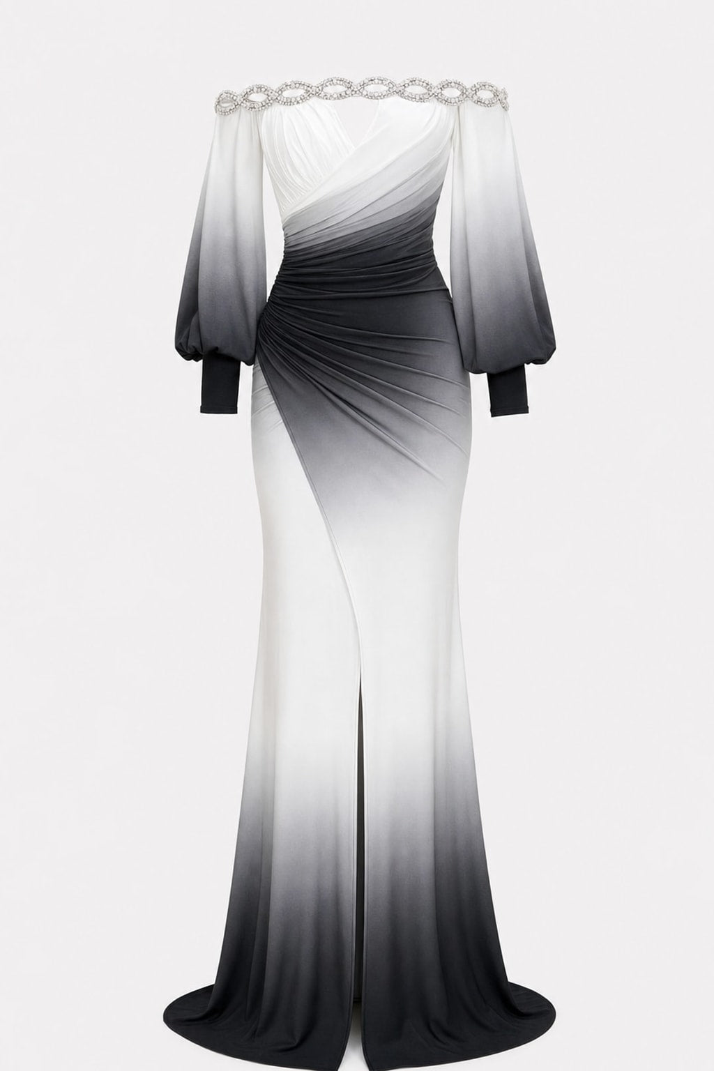 Elegant Off-Shoulder Maxi Dress With Slit - 1