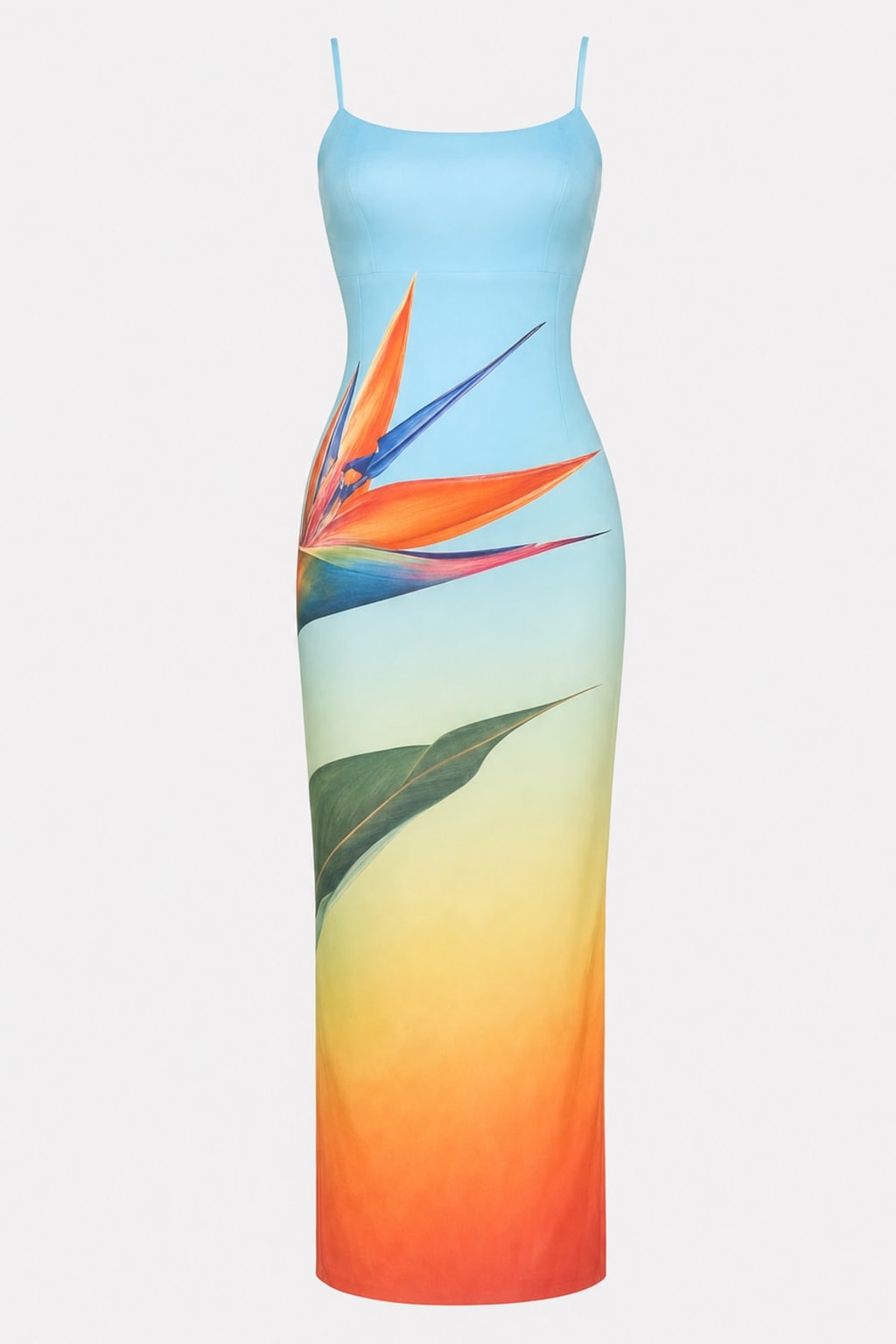 Blue Sequin Maxi Dress With Front Slit - 1