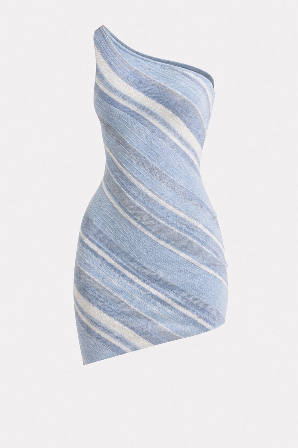 One Shoulder Striped Mini Dress - 1