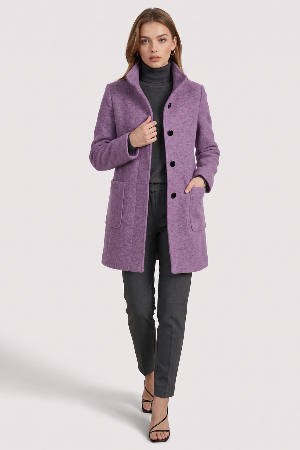 Stand-Collar Tailored Coat With Warm Everyday - 4