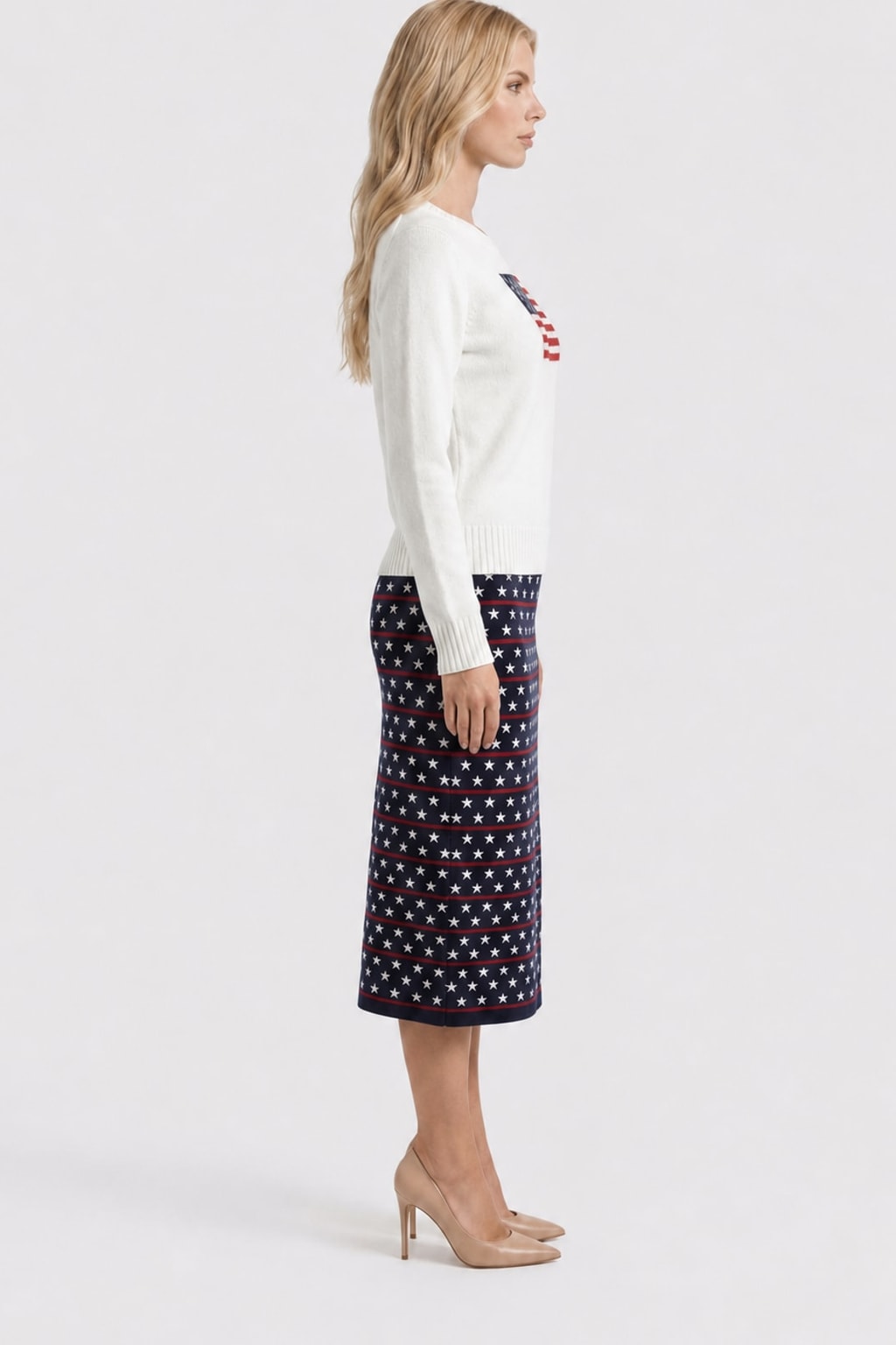 Knit Crew Neck Sweater with Flag Graphic - 5