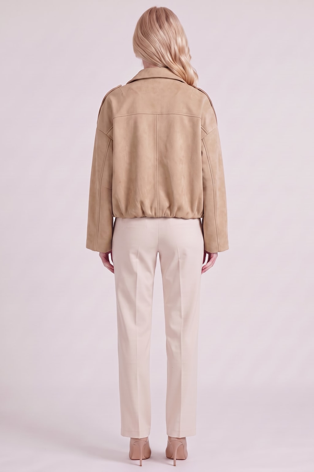 Suede Bomber Jacket with Point Collar - 6