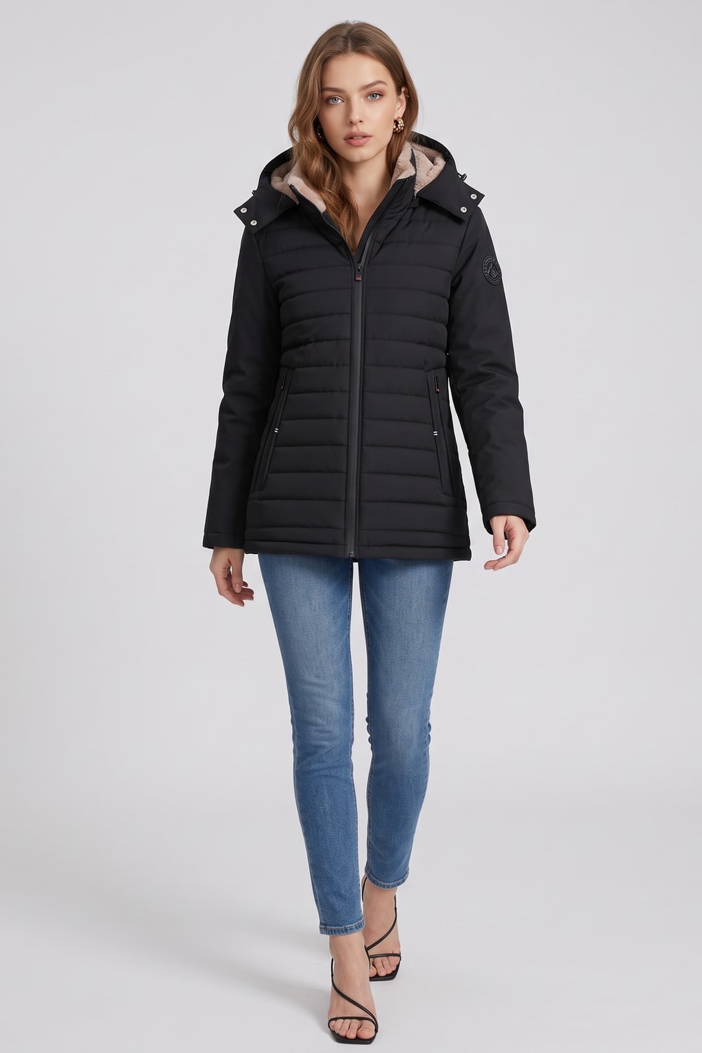 Hooded Insulated Winter Coat Quilted Warm Lining - 3