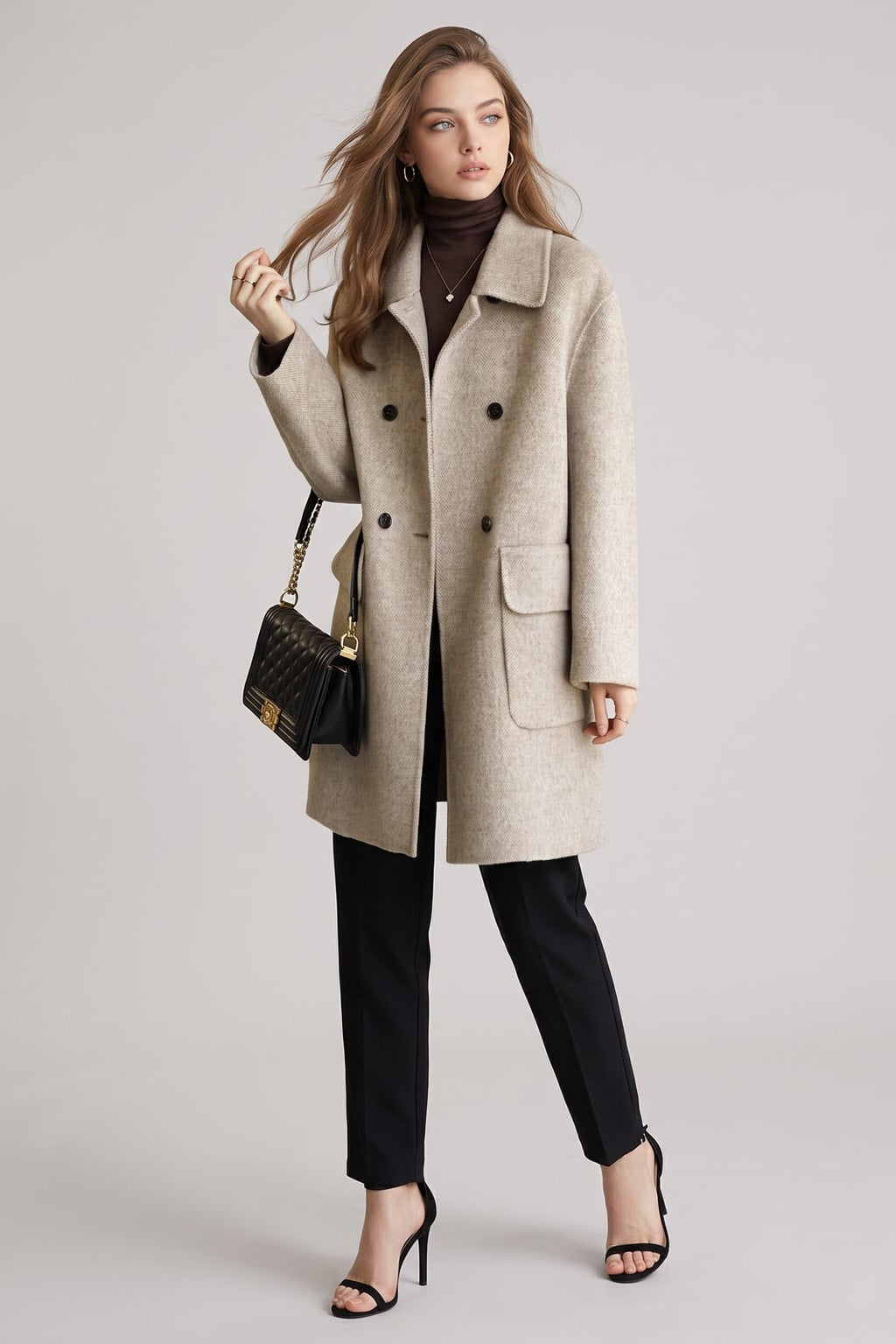 Cozy Formal Coat With Double Breasted Tailored Fit - 5