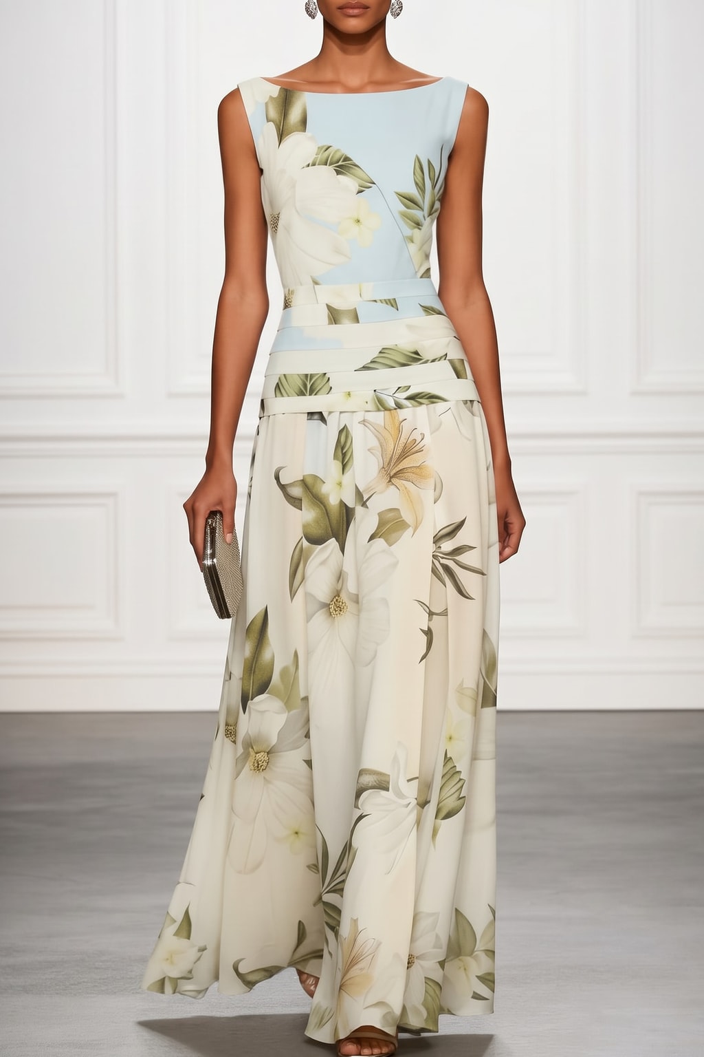 A-Line Maxi Dress With Boat Neck - 2