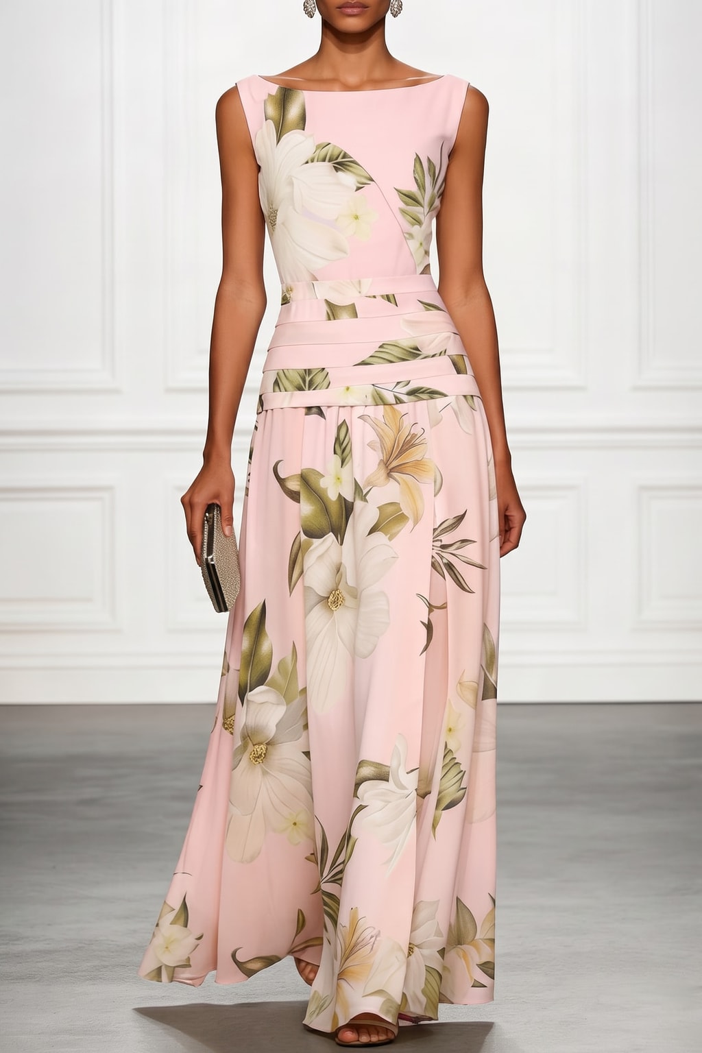 A-Line Maxi Dress With Boat Neck - 4