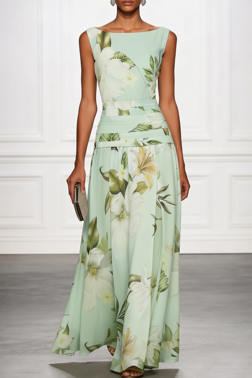 A-Line Maxi Dress With Boat Neck - 5