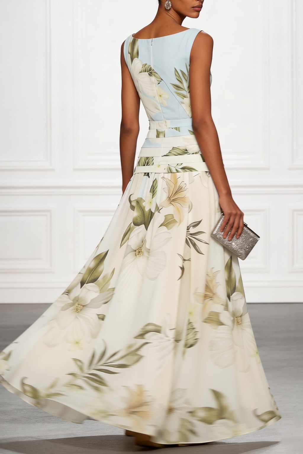 A-Line Maxi Dress With Boat Neck - 3