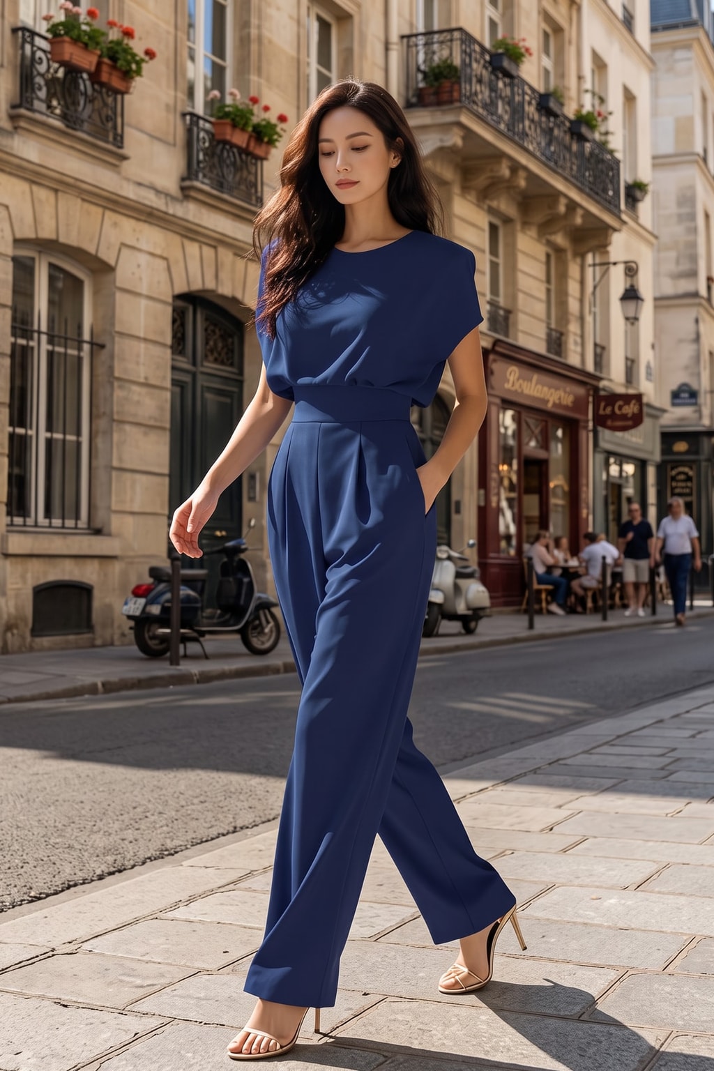 Belted Flowy Jumpsuit for Women - 7
