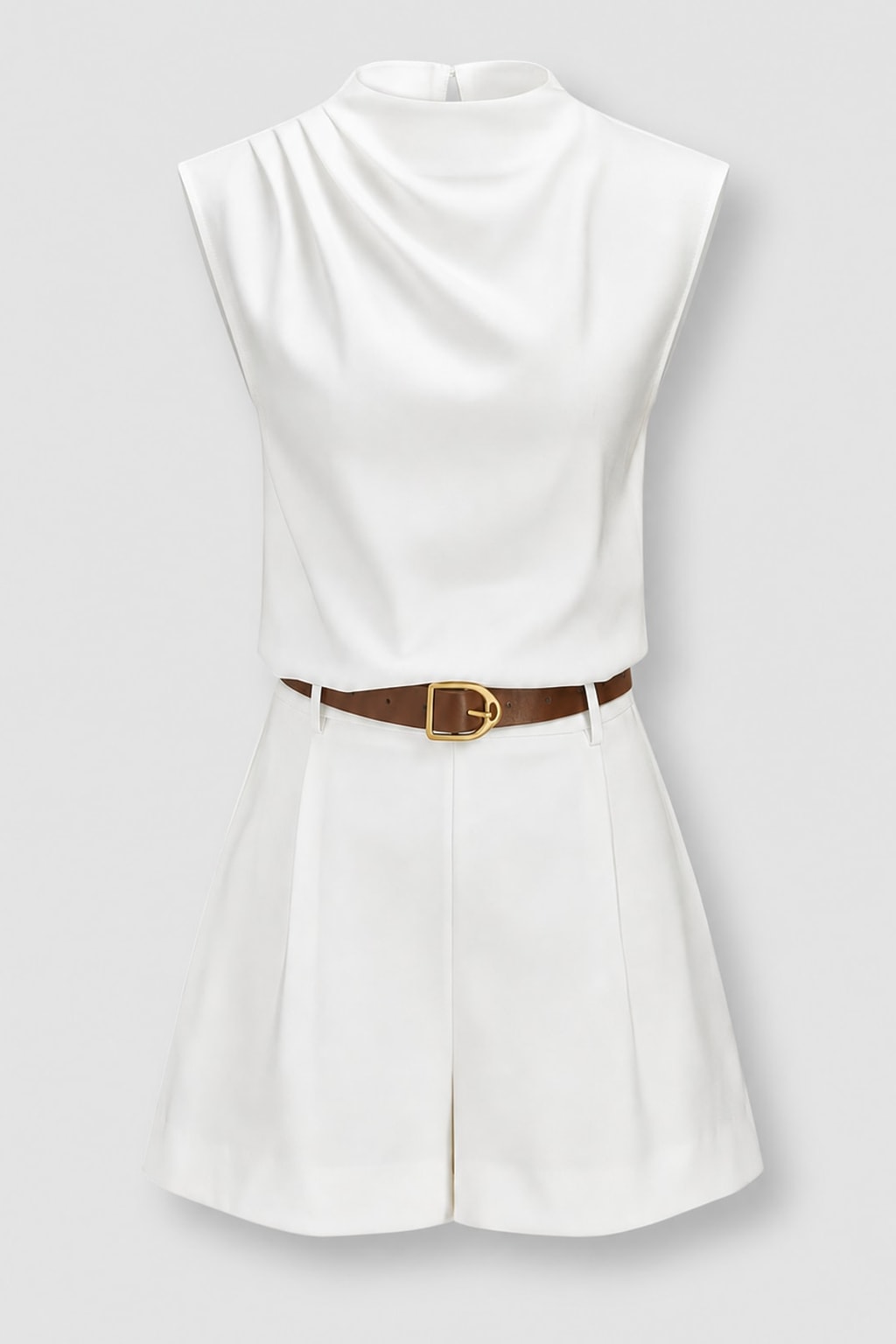Woven Draped Top & Belted Shorts Set - 1