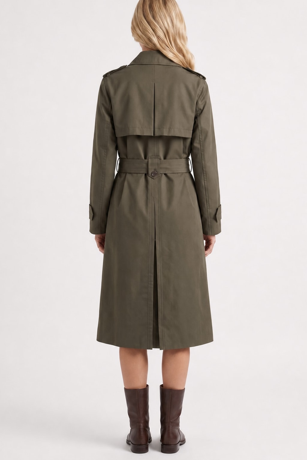 Trench Coat with Belted Double-Breasted Front - 6