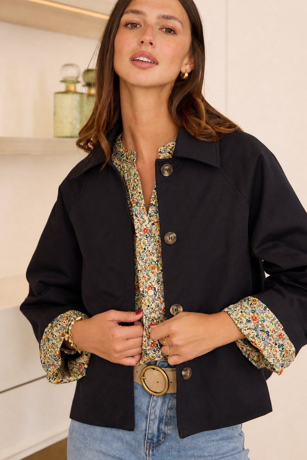 Navy Short Trench Jacket - 3