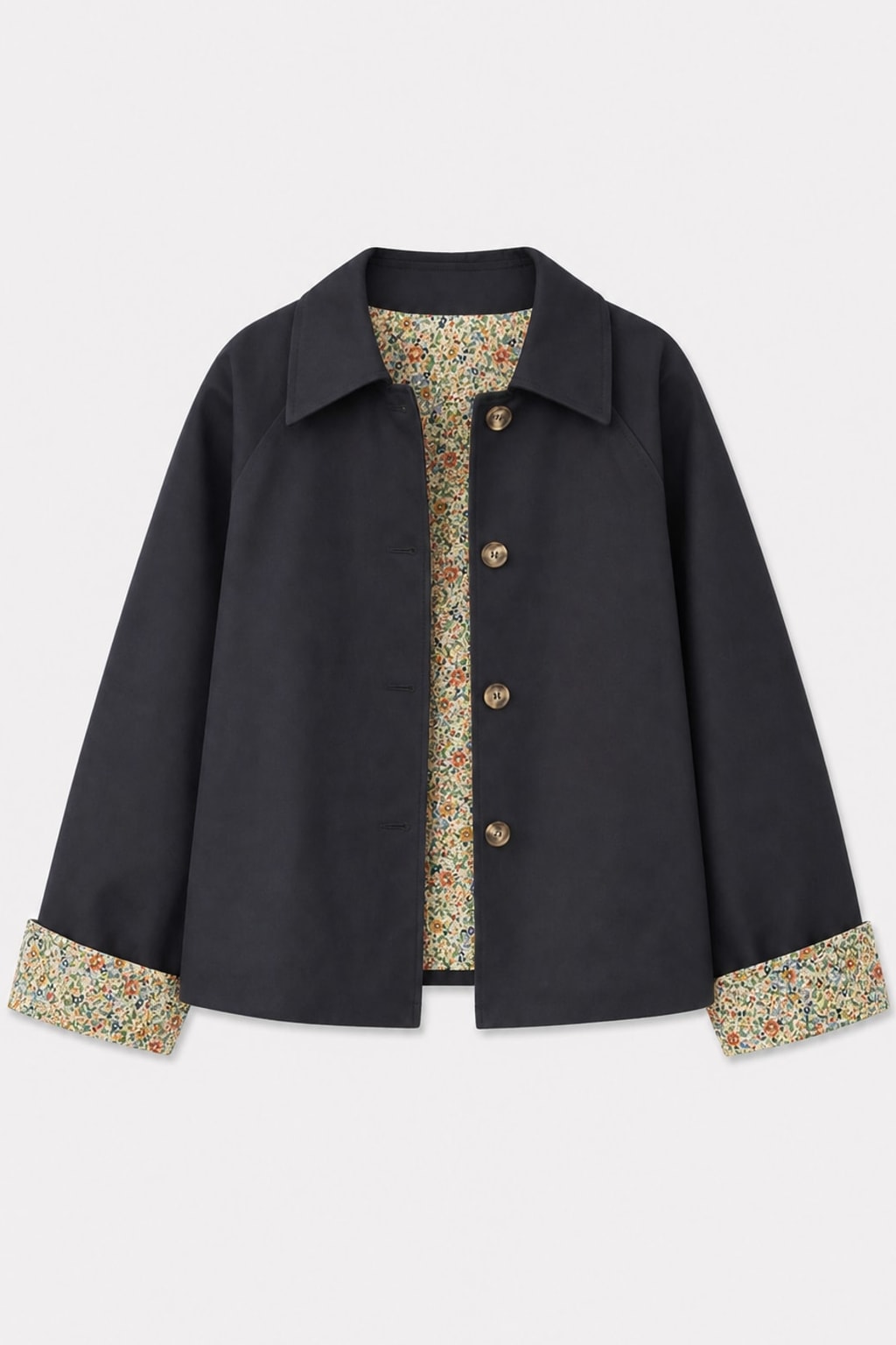 Navy Short Trench Jacket - 1