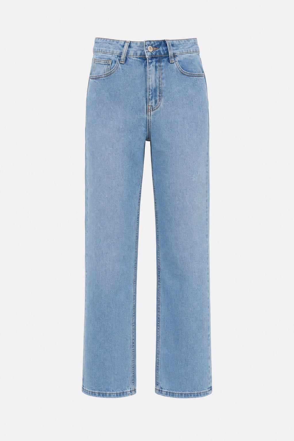 Stretch Denim Straight-Leg High-Waisted Jeans - 1