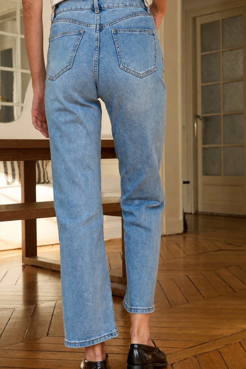 Stretch Denim Straight-Leg High-Waisted Jeans - 6