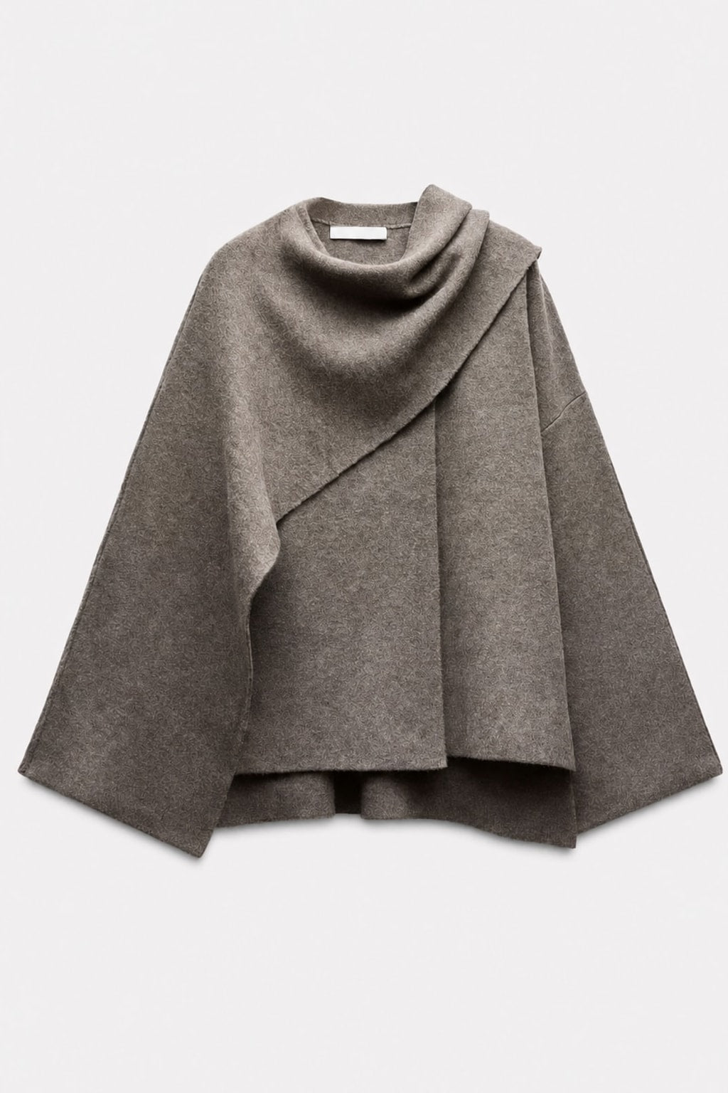 Textured Oversized Cape Coat - 1