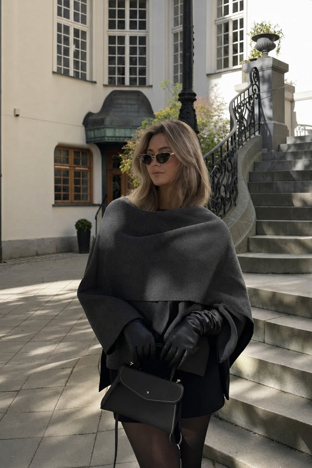Textured Oversized Cape Coat - 4