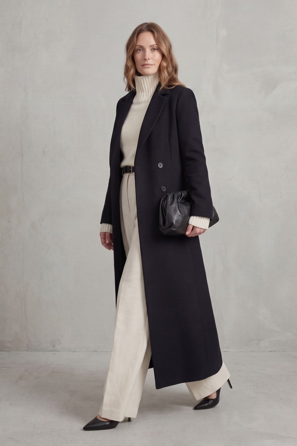 Warm Wool Blend Long Coat Double Breasted Tailored Fit - 2