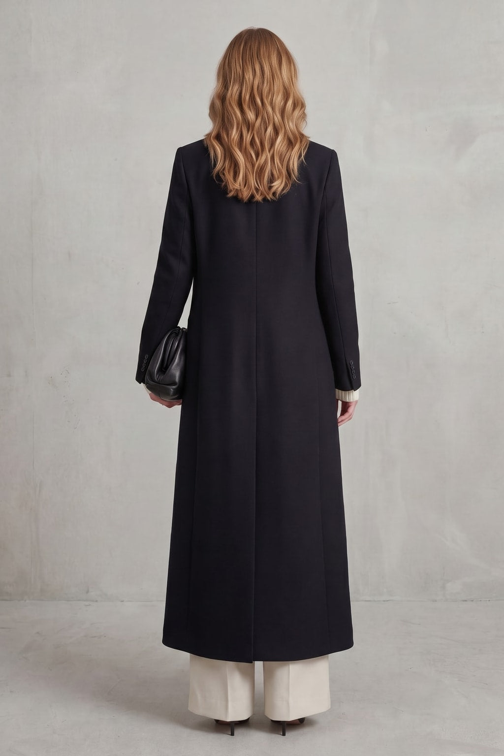 Warm Wool Blend Long Coat Double Breasted Tailored Fit - 3