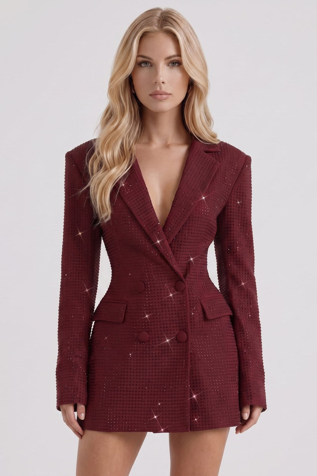 Blazer Mini Dress with Peak Lapels - 3