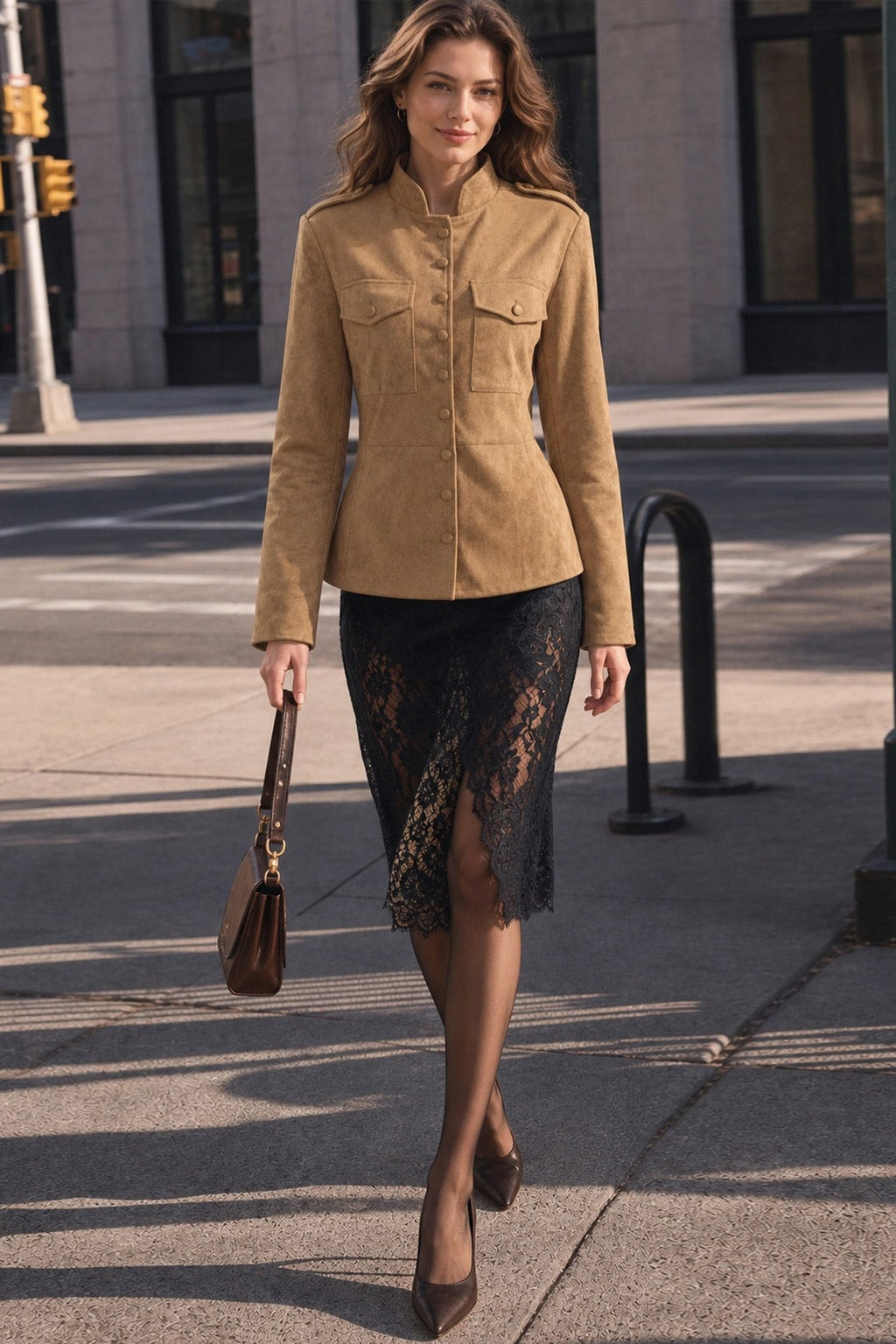 Polyester Single Breasted Jacket With Pockets - 2