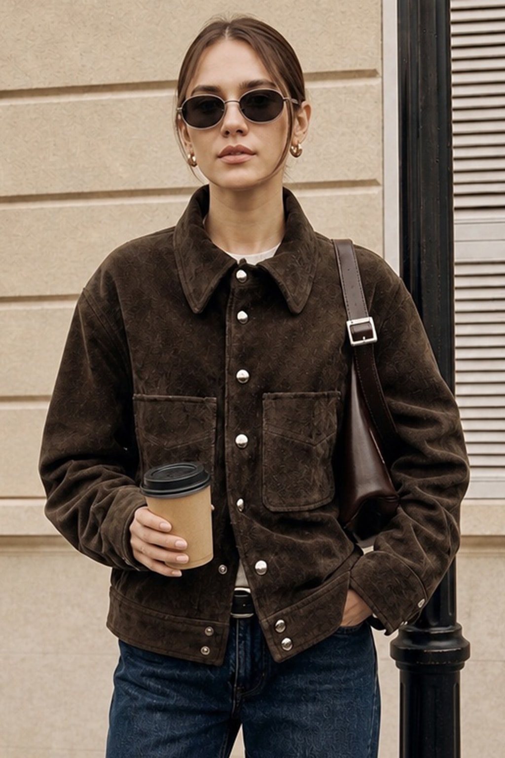 Polyester Single-Breasted Pocket Jacket - 4