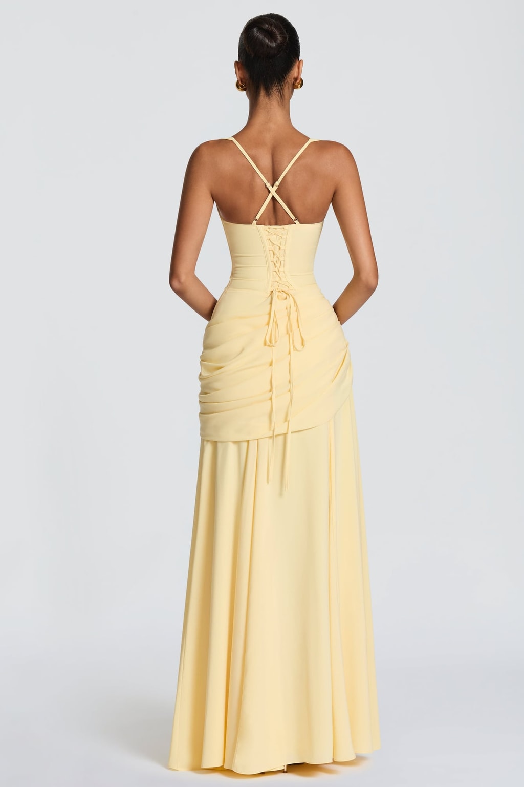 Chiffon Maxi Dress With Twist Cowl Neckline - 3
