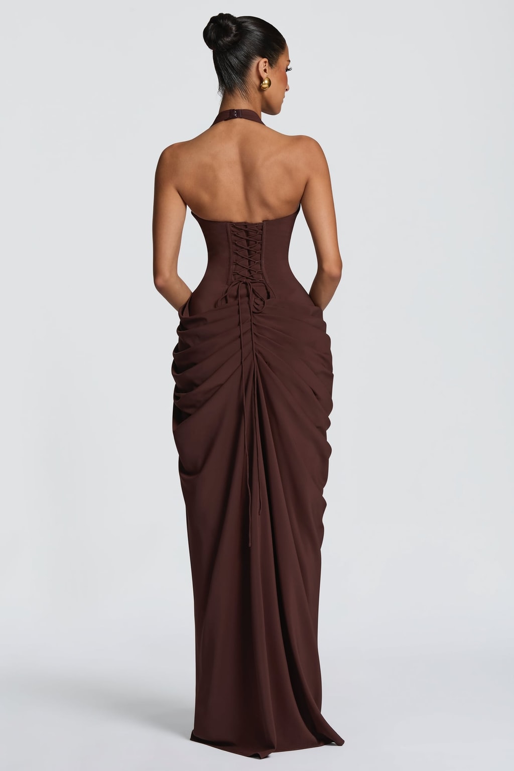 Chiffon Halter Maxi Dress With Thigh Split - 4