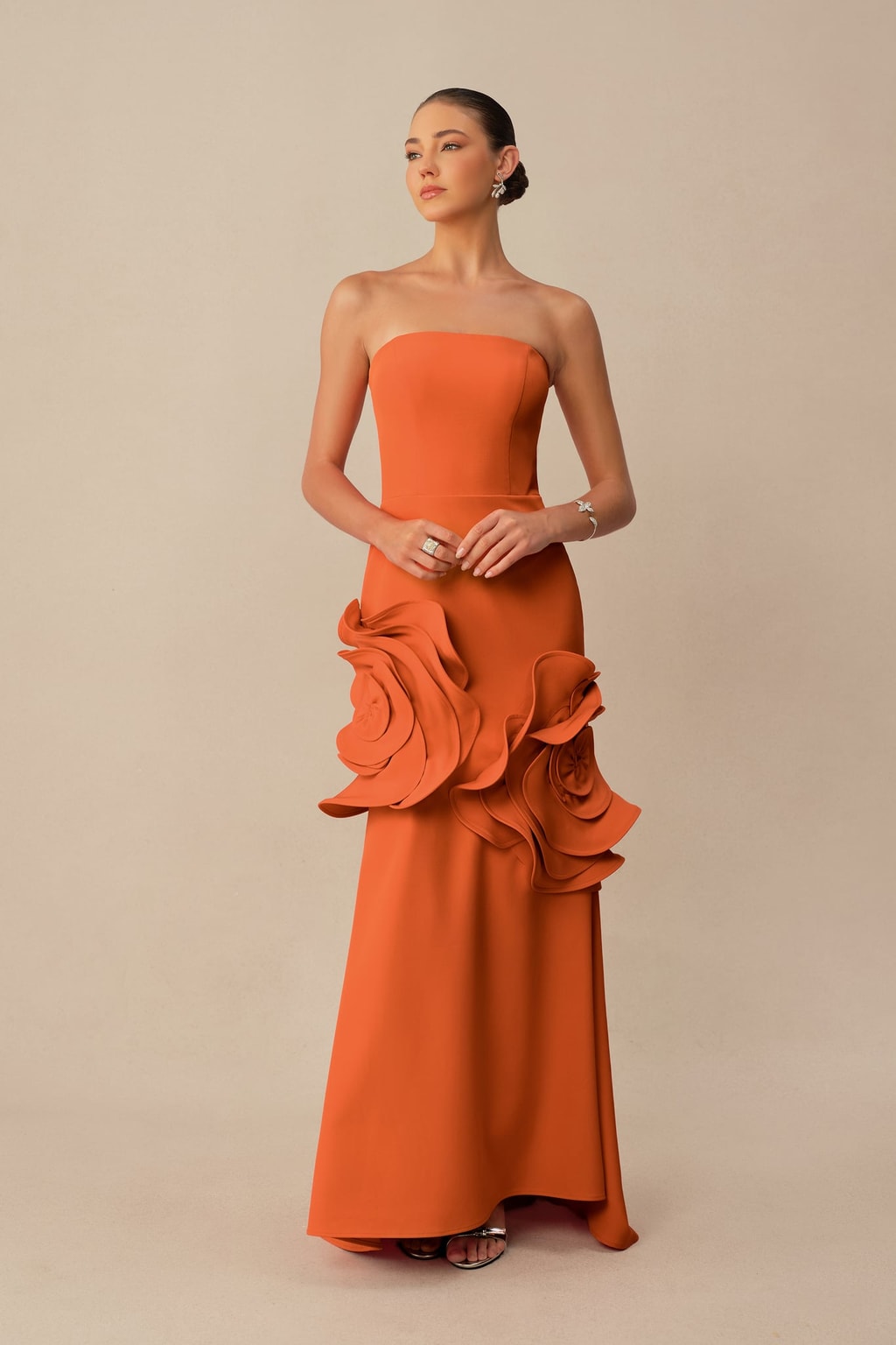 Crepe Strapless Mermaid Maxi Dress - 3