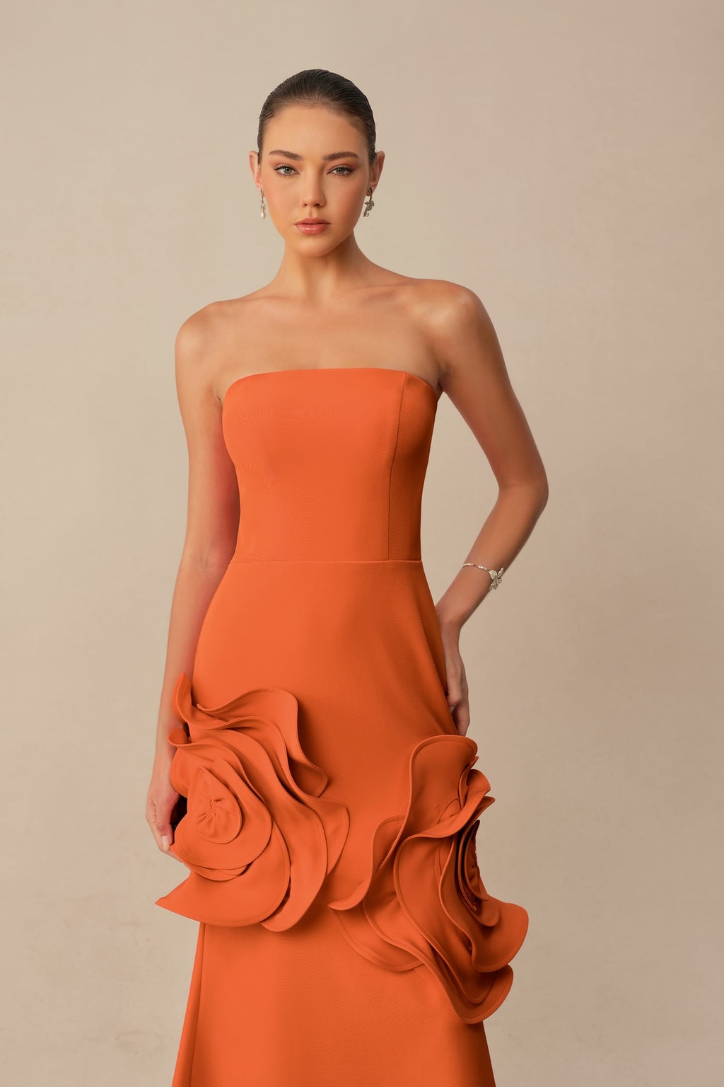Crepe Strapless Mermaid Maxi Dress - 5