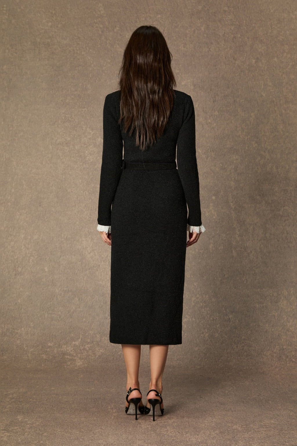 Knit Midi Dress With Ruffle Trim - 4