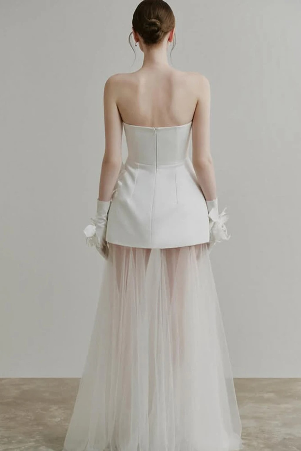 Elegant Strapless Evening Dress With Floral Patchwork - 4