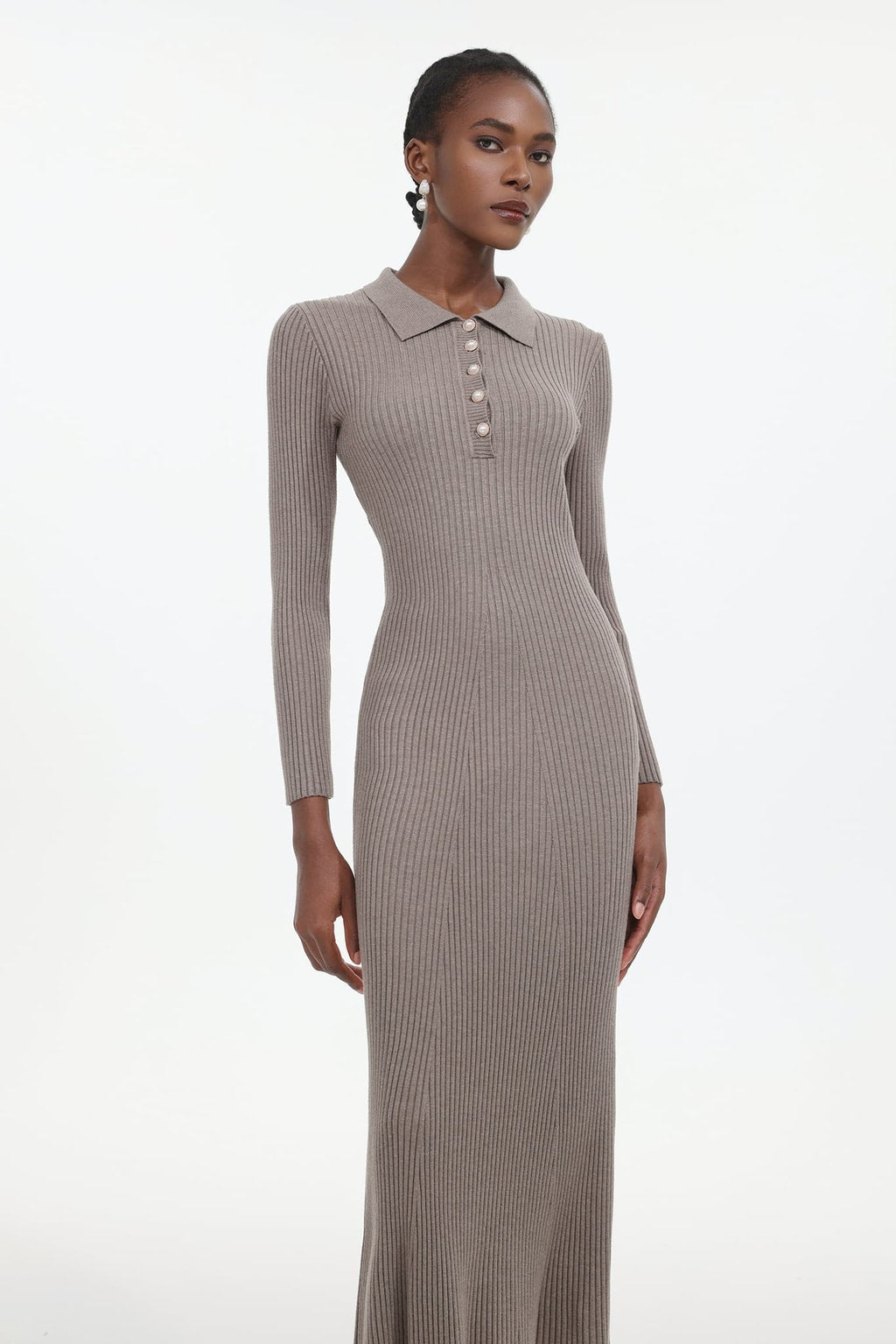 Knit Long Sleeve Bodycon Maxi Dress - 5