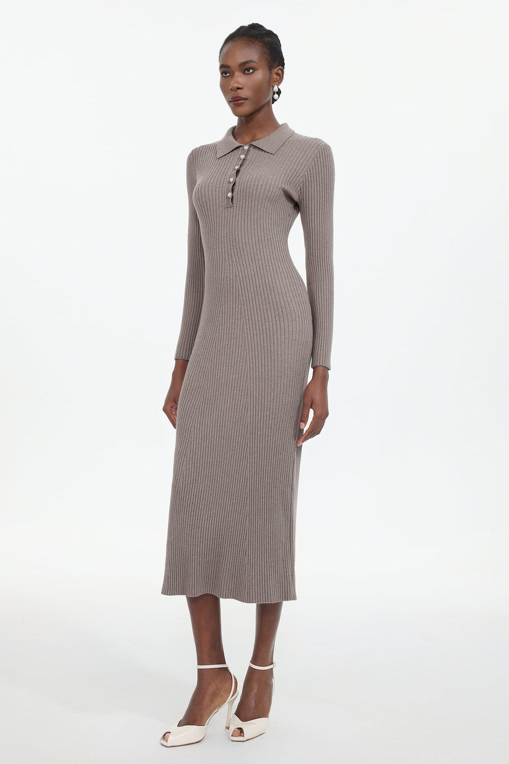 Knit Long Sleeve Bodycon Maxi Dress - 3