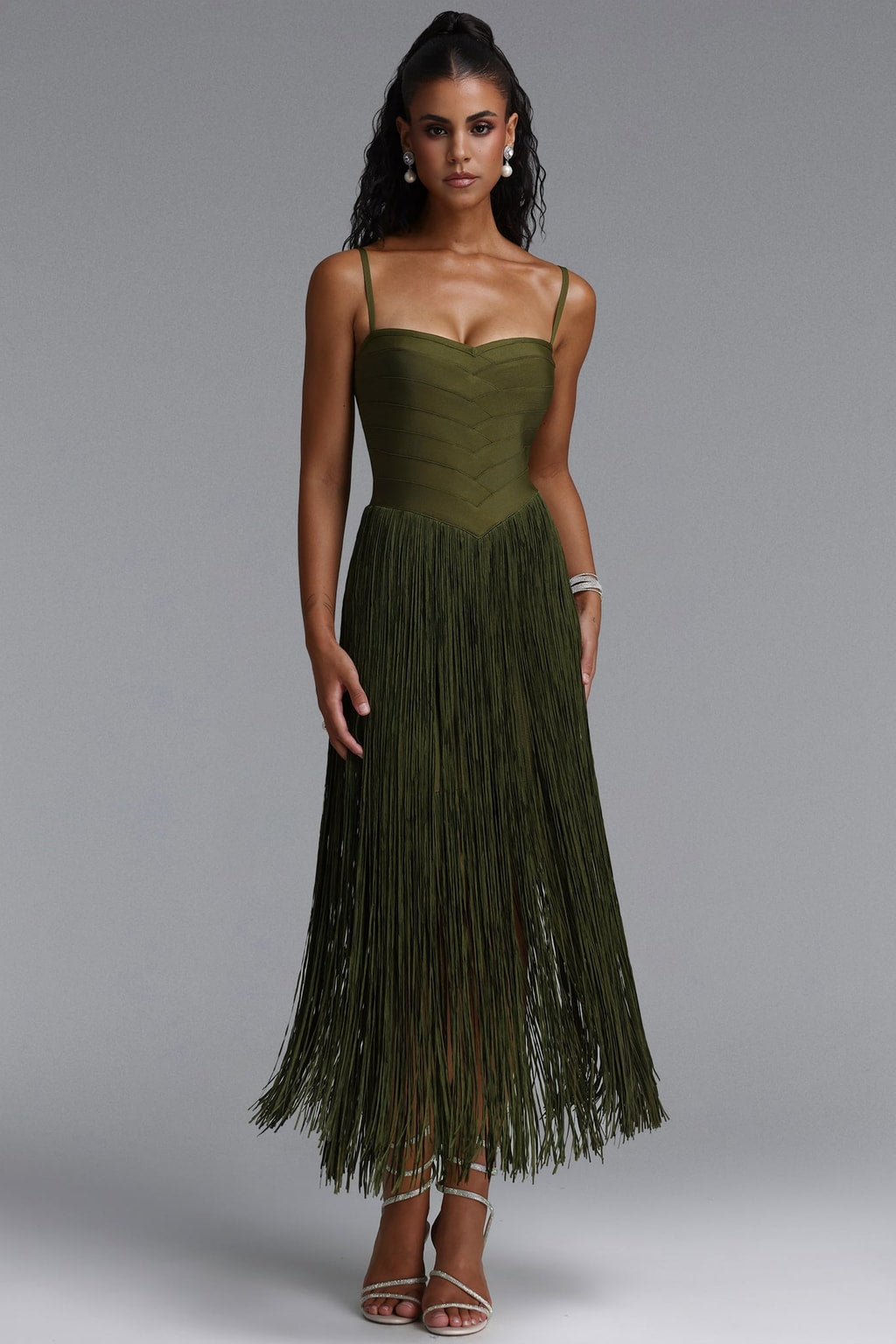 Bandage Tassel V-Neck Maxi Dress - 2