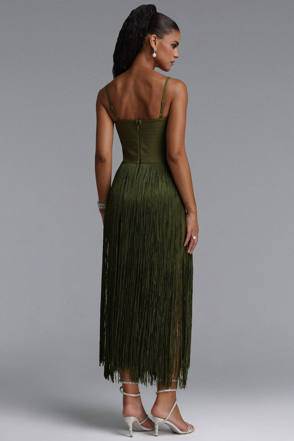 Bandage Tassel V-Neck Maxi Dress - 4