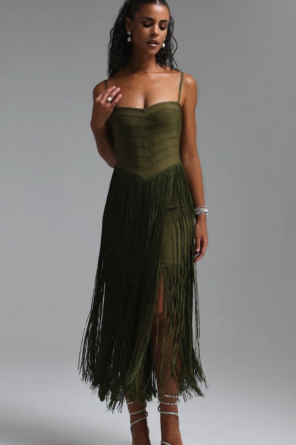 Bandage Tassel V-Neck Maxi Dress - 5