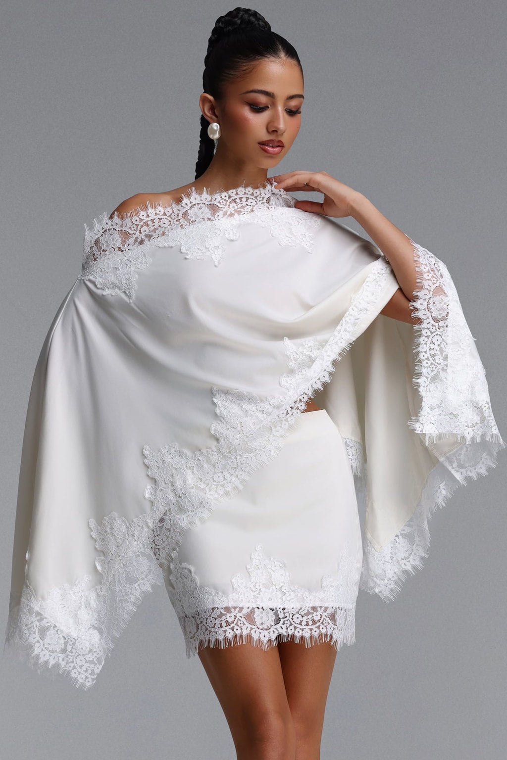 Tailored Lace-Trim Two-Piece Top And Skirt Set - 6