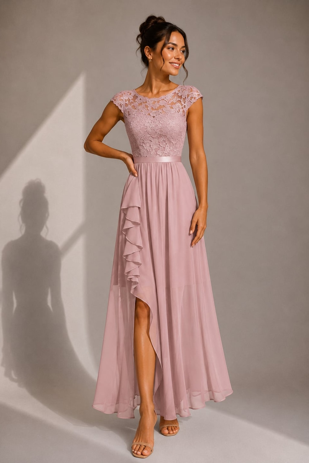 A-Line Lace-Trim Maxi Dress - 7
